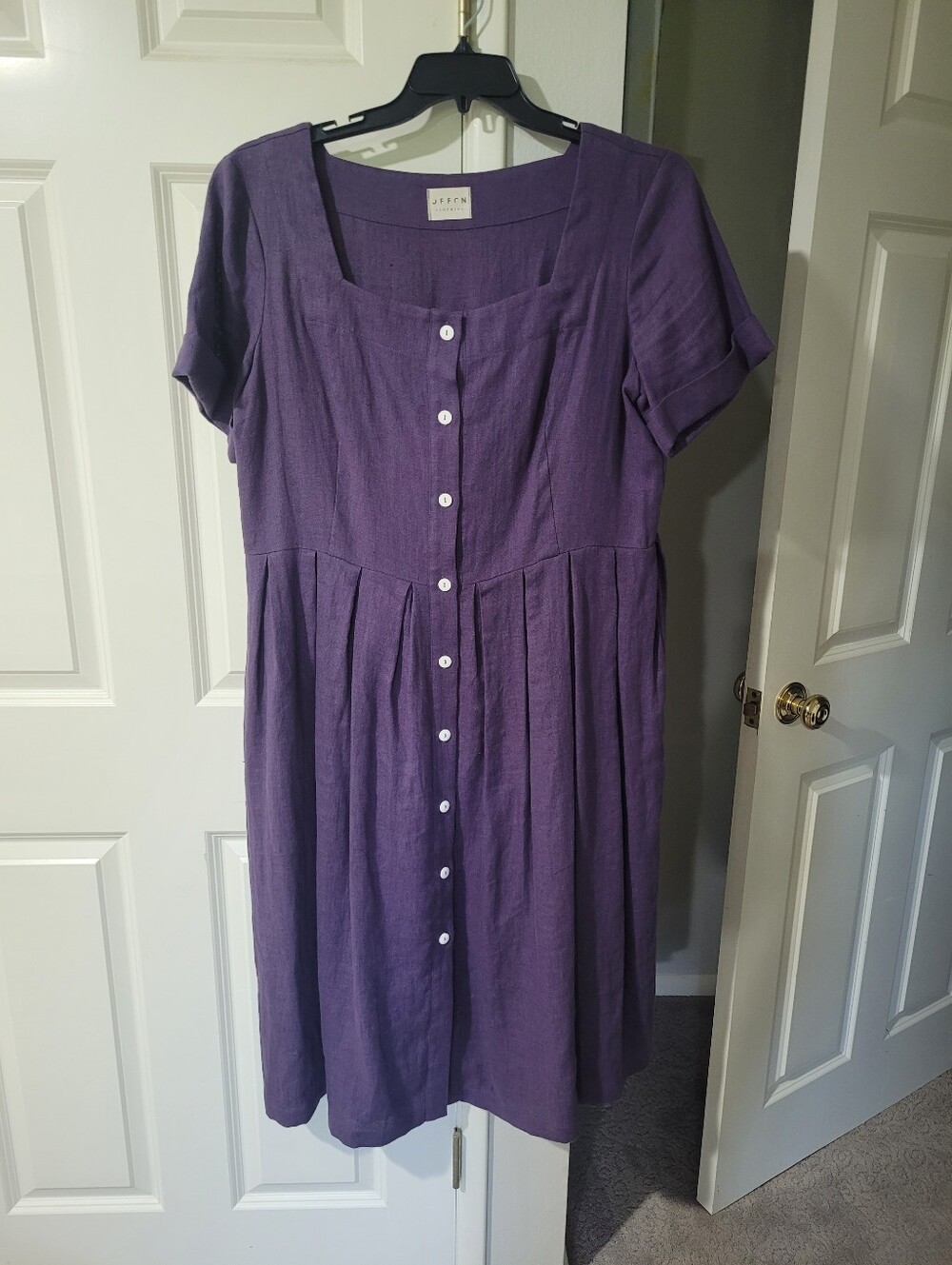 Offon Purple Linen Button Dress Xl